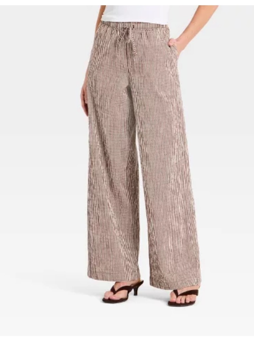 NWT Brown Gingham Wide Leg Pants